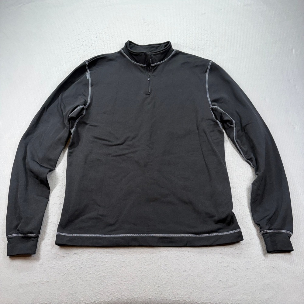 Bombardier Pullover Top Mens XXL Black 1/4 Zip Fleece Contrast Stitch Base Layer